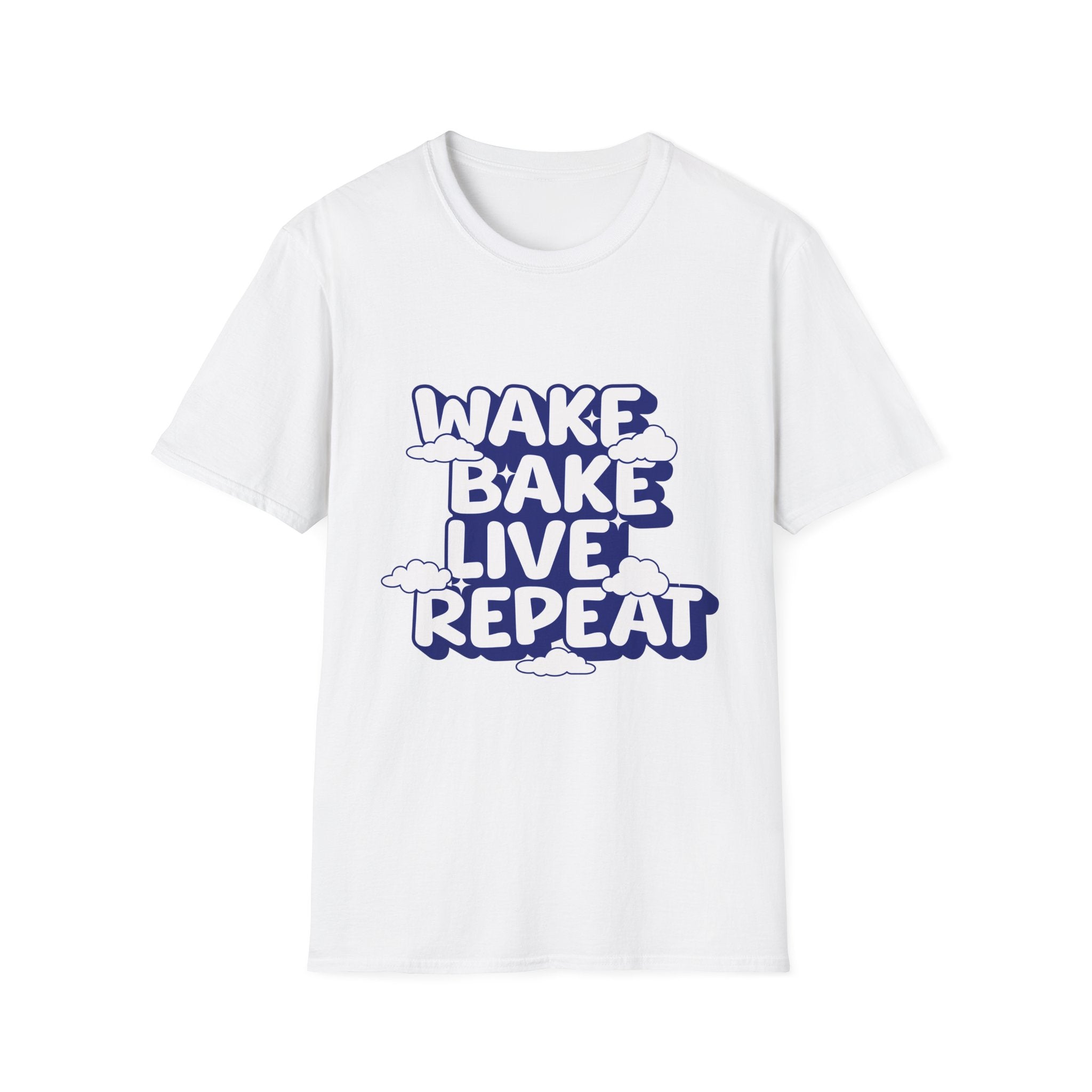 Wake Bake Live Repeat - Unisex T-Shirt (Front) - Damned Threads